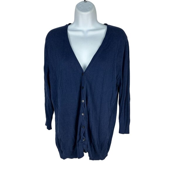 Old Navy Womens Large Navy Blue Cardigan Basic V-Neck Button Down Lightweight - Picture 1 of 10
